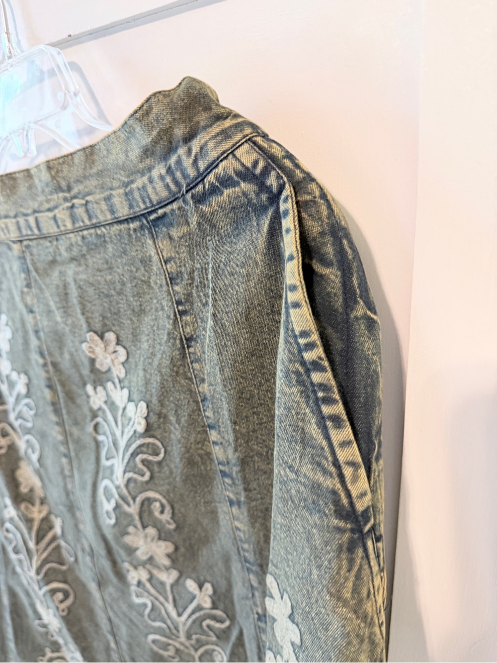 Young threads Embroidered Olive Midi Skirt with Cream Floral Detail - Picture 4 of 7